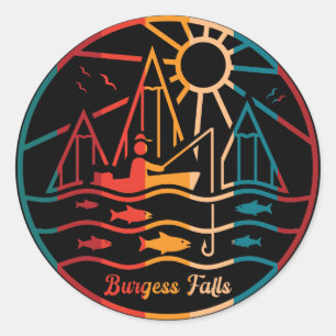 Pegatina Redonda Cataratas de Burgess retro
