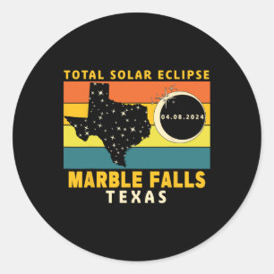 Pegatina Redonda Cataratas de Mármol Texas Eclipse solar total 2024
