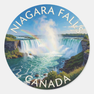 Pegatina Redonda Cataratas del Niágara Canadá Escena de las Catarat