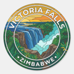 Pegatina Redonda Cataratas Victoria Zimbabue