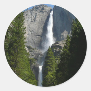 Pegatina Redonda Cataratas Yosemite II del Parque Nacional Yosemite