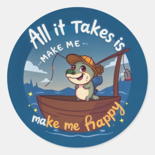 Pegatina Redonda Catch of Happiness: Una aventura caprichosa del pe