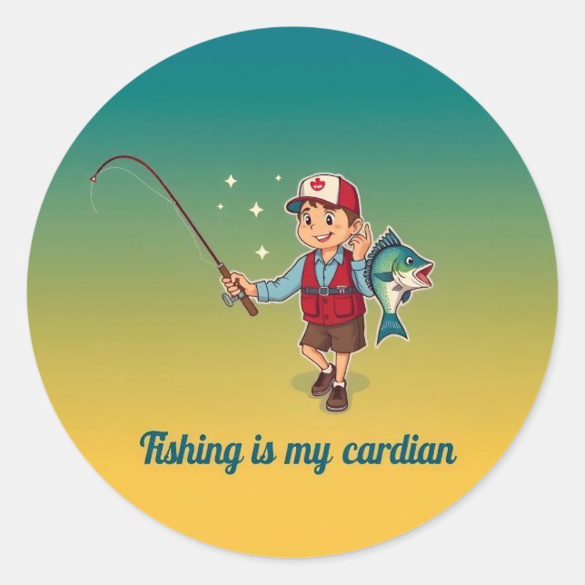 Pegatina Redonda Catch of the Day: Fishing is My Cardian (Anverso)