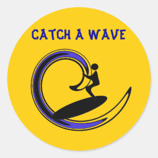 Pegatina Redonda catchawave, atrapar una ola