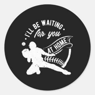 Pegatina Redonda Catcher Te Esperaré El Béisbol De Softball