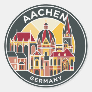 Pegatina Redonda Catedral de Aquisgrán Alemania