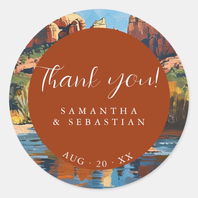 Pegatina Redonda Catedral de roca roja de Sedona (Anverso)