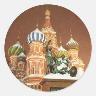 Pegatina Redonda Catedral de Rusia