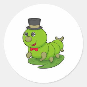 Pegatina Redonda Caterpillar como Caballero con Cilindro