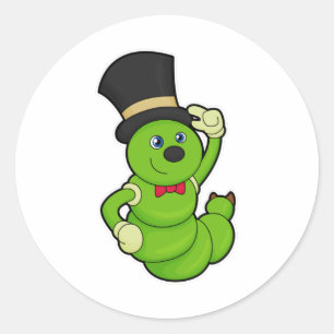 Pegatina Redonda Caterpillar como Groom con Gorra