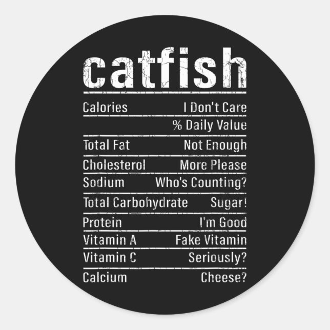 Pegatina Redonda Catfish Facts Funny Fishing Lover Catfish Graph (Anverso)