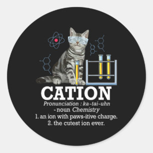 Pegatina Redonda Cation - Gracioso Gato de Maestros de Humor y Cien