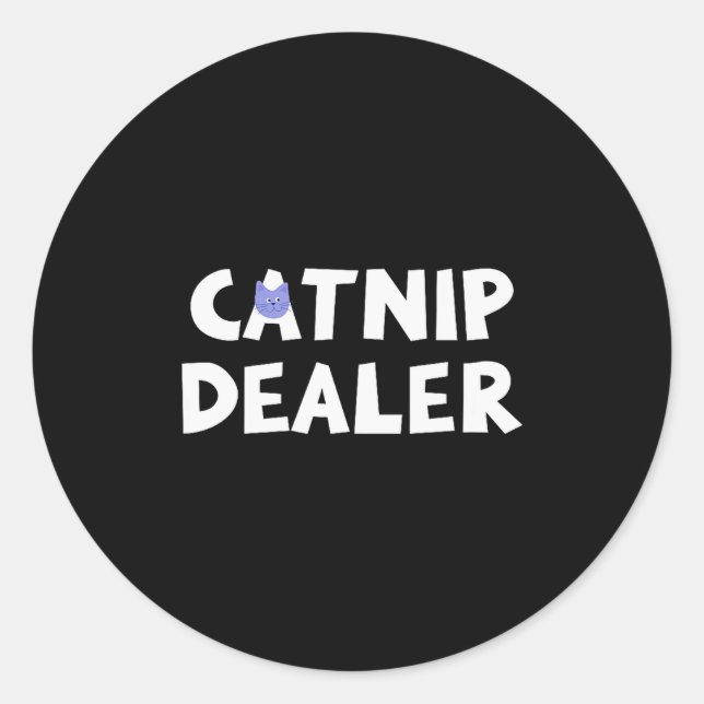 Pegatina Redonda Catnip Er Funny Cat  (Anverso)