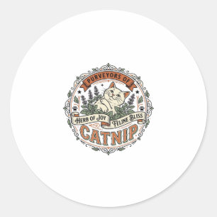 Pegatina Redonda Catnip Gato Catnip Camiseta Diseño Arte Vector Vin