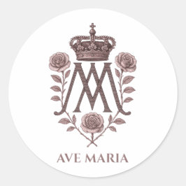 Pegatina redonda católica Auspice Maria