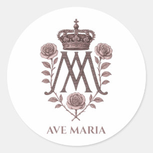 Pegatina redonda católica Auspice Maria