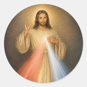 Pegatina Redonda Católico Jesús Divina Misericordia Religioso