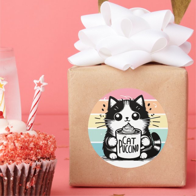 Pegatina Redonda Catpuccino 3 (Fiesta)