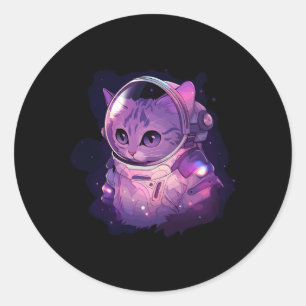 Pegatina Redonda Catronaut Space Cat Galaxy Kitten Astronauta Space