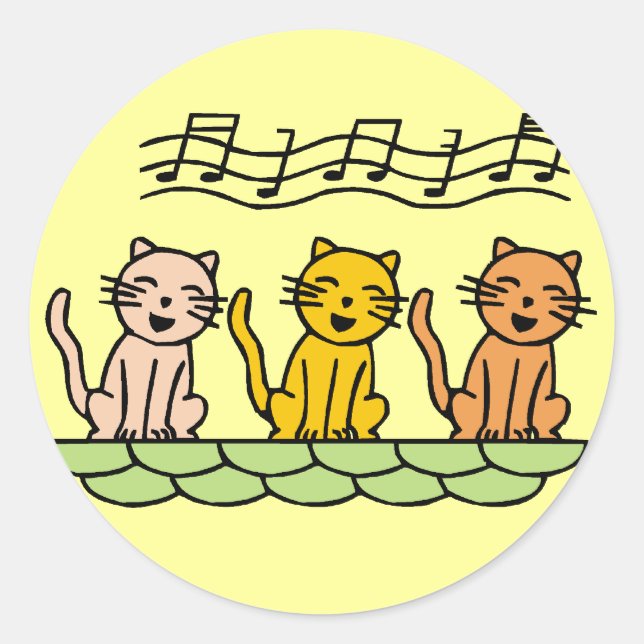 Pegatina Redonda Cats cantantes camisetas y regalos (Anverso)