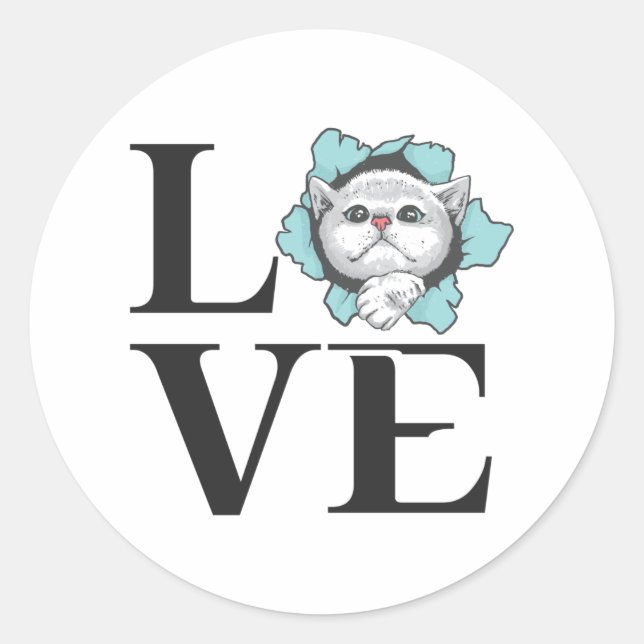 Pegatina Redonda Cats de amor (Anverso)
