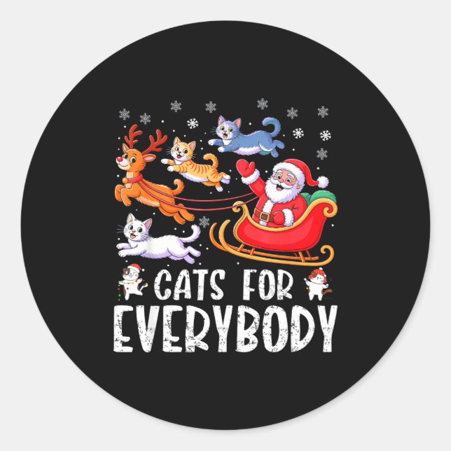 Pegatina Redonda Cats For Everybody Christmas Cat Funny Xmas Men Wo (Anverso)