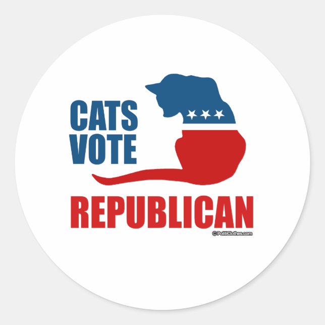 PEGATINA REDONDA CATS VOTE REPUBLICAN (Anverso)