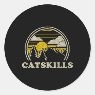 Pegatina Redonda Catskills Nueva York Ny Camiseta Vintage Senderism