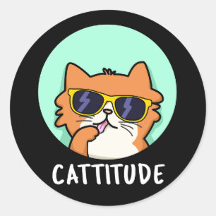 Pegatina Redonda Cattitude Chiste de Gato Oscuro
