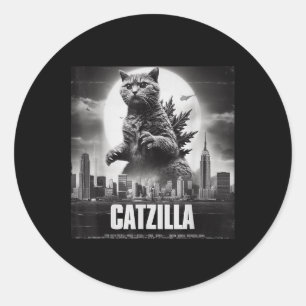 Pegatina Redonda Catzilla Cat Arte japonés divertido