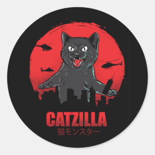 Pegatina Redonda Catzilla Monster Cat