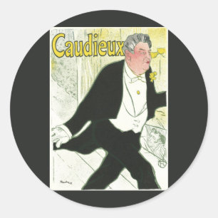 Pegatina Redonda Caudieux de Toulouse Lautrec, Arte Antiguo Nouveau