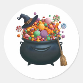Pegatina Redonda Cauldrón De Giggle & Gummies