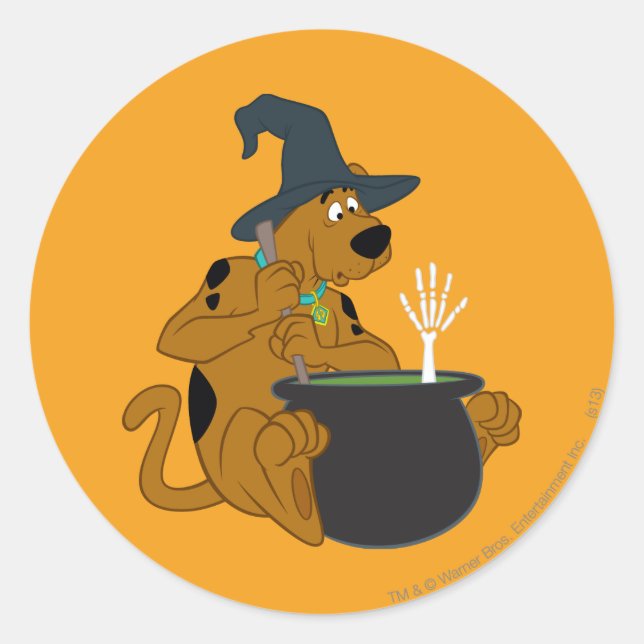 Pegatina Redonda Cauldron de la Bruja Scooby-Doo (Anverso)