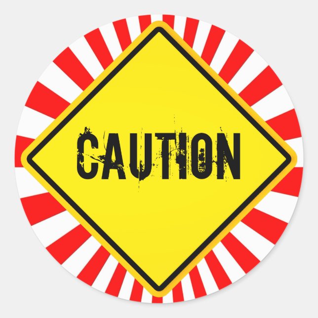 Pegatina Redonda cautela (Anverso)