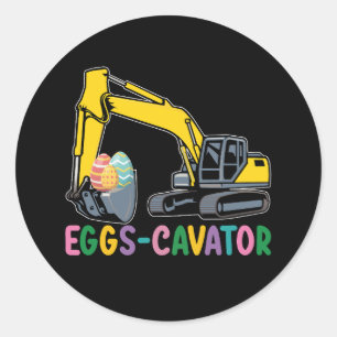 Pegatina Redonda Cavador de huevos Excavadora de Huevos de Pascua