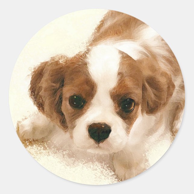 Pegatina Redonda Cavalier King Charles Spaniel (Anverso)