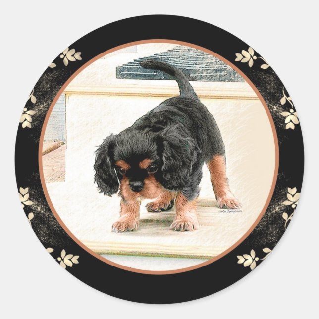 Pegatina Redonda Cavalier King Charles Spaniel (Anverso)