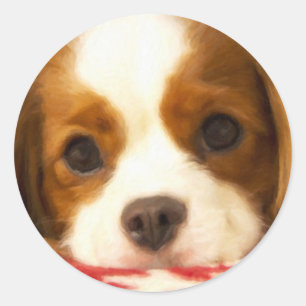Pegatina Redonda Cavalier King Charles Spaniel copo de nieve