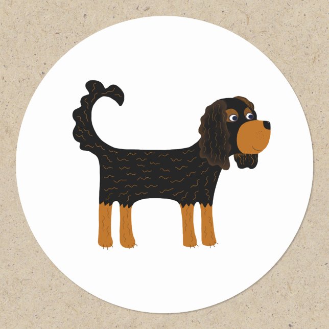Pegatina Redonda Cavalier King Charles Spaniel Dog (Fun Cavalier King Charles Spaniel dog stickers)