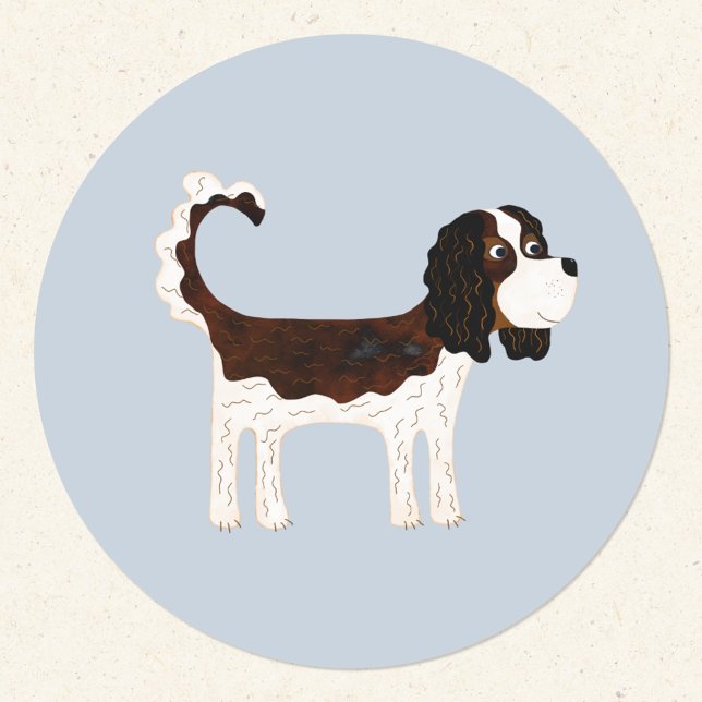 Pegatina Redonda Cavalier King Charles Spaniel Dog (Fun Cavalier King Charles spaniel dog sticker)