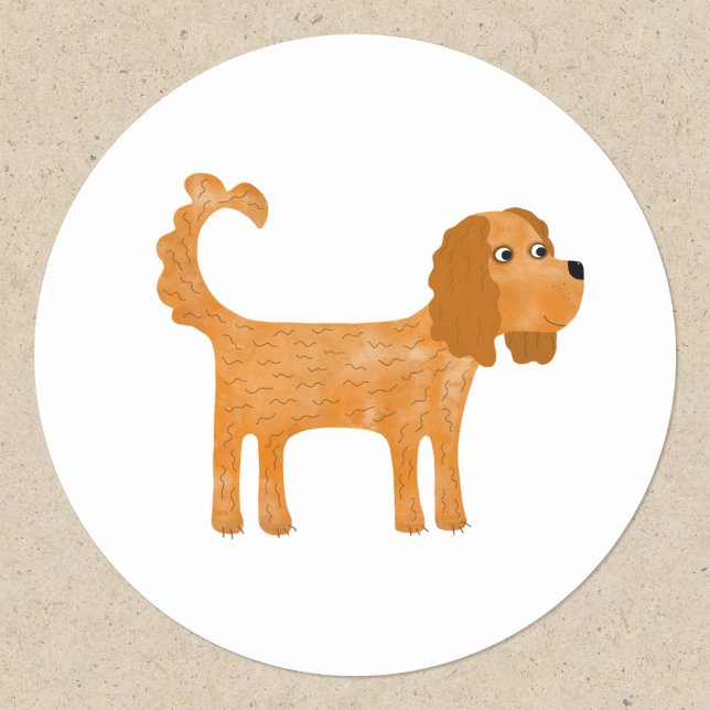 Pegatina Redonda Cavalier King Charles Spaniel Dog (Cavalier King Charles Spaniel dog stickers)