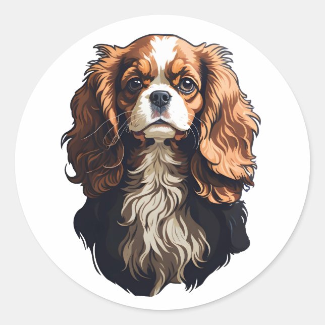 Pegatina Redonda Cavalier King Charles spaniel dog (Anverso)