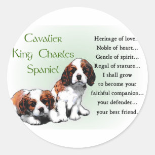 Pegatina Redonda Cavalier King Charles Spaniel Gifts