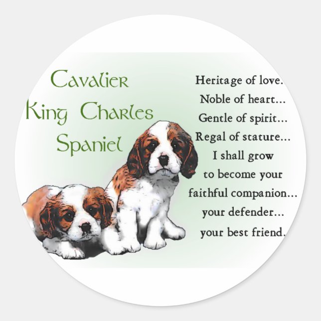Pegatina Redonda Cavalier King Charles Spaniel Gifts (Anverso)