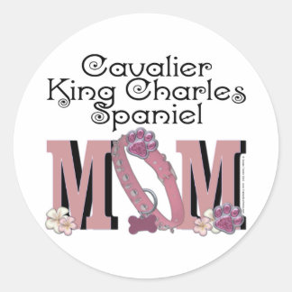 Pegatina Redonda Cavalier King Charles Spaniel MOM