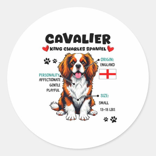 Pegatina Redonda Cavalier King Charles Spaniel Owner Funny Dog Love (Anverso)