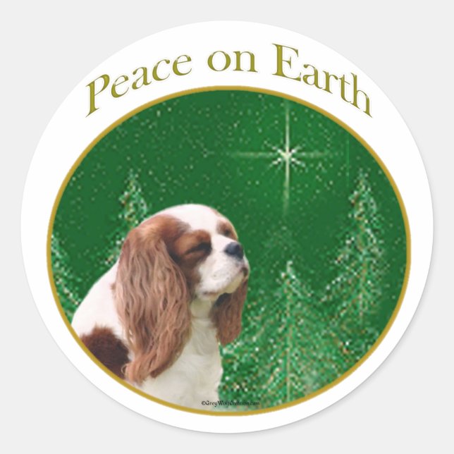 Pegatina Redonda Cavalier King Charles Spaniel Peace (Anverso)