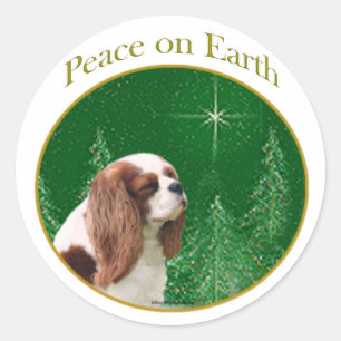 Pegatina Redonda Cavalier King Charles Spaniel Peace