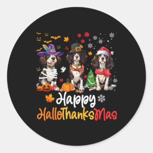 Pegatina Redonda Cavalier King Charles Spaniel Perro Halloween Chri